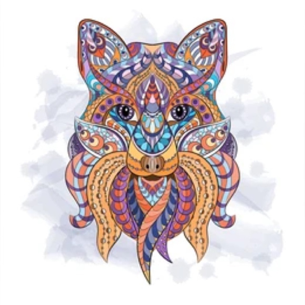 Colorful Fox wolf wooden puzzle medium A4
